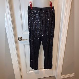 City Chic Plus Black Fully Sequin Joggers NWT